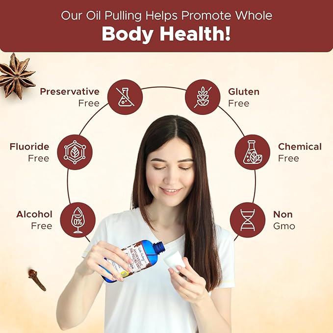 Pack of 3 Ayurvedic Organic Oil Pulling for Teeth & Gums | Natural Cinnamon Flavored Oral Rinse Mouthwash | Essential Oils for Healthy Gums & Bad Breath | Teeth Whitening & Fresh Breath-8 FL Oz