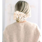 CEELGON Beige Big Velvet Scrunchie 6.5 Inches Jumbo Scrunchies Hair Ties Oversized Ponytail Holder for Thick Curly Hair Extra Large Hair Accessories for Women (Beige)