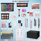 Makeup Set for Women Full Kit Includes, eyeshadow、 liquidfoundation,Loose powder,Eyebrow pencil,Lipstick Eye Pencil Makeup BrushesMakeup practice board 4-color lip gloss set
