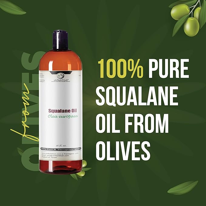 100% Pure Squalane Oil from Olives – Lightweight, Non-Greasy Moisturizer for Skin & Hair | Deep Hydration, Fast-Absorbing & Non-Comedogenic | Natural Skin Care & Hair Oil | Spain | 16 Fl Oz