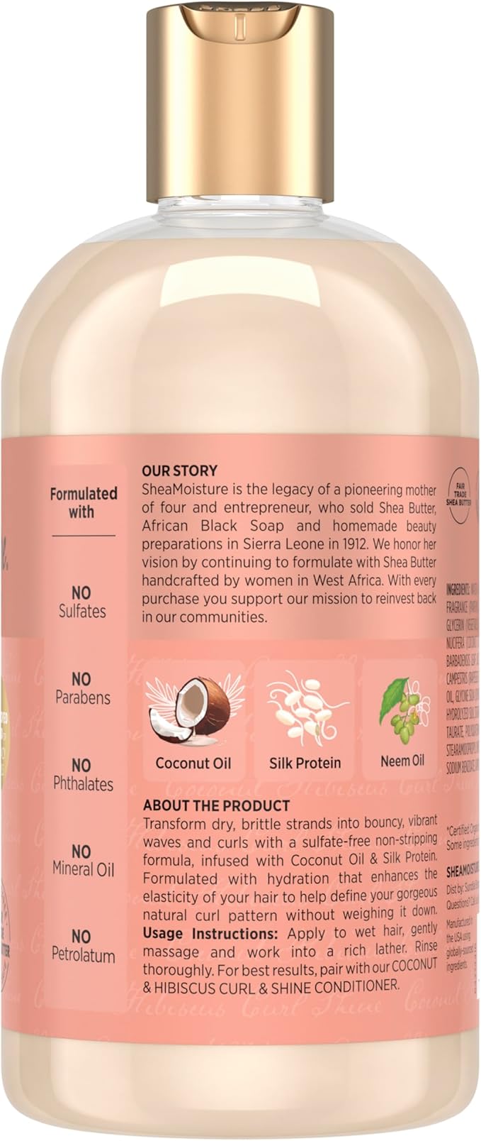 SheaMoisture Curl and Shine Coconut Shampoo Coconut & Hibiscus for Curly Hair Paraben Free Shampoo 13 oz