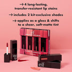 e.l.f. Glossy Lip Stain Shades 4 Days Kit, Long-Lasting Lip Stains For A Sheer Pop Of Color & Subtle Gloss Finish, Vegan & Cruelty-Free, 4 Shades