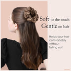 OLESILK 100% Mulberry Silk-Scrunchies for Hair Sleep, Women Grils Silk Hair Ties for Frizz & Breakage Curly Hair, No Damage, Elastics Ponytail Holder, 3 Pack