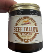 Grass Fed Beef Tallow Balm - 4 oz - Made in USA - Organic Grass Fed and Finished Tallow - Moisturizing Skin Care Lemon