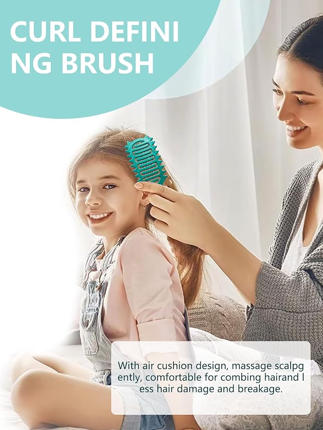 Curl Defining Brush for Curly Hair, 2025 Vented Detangling Brush for Wet, Curl Styling Brush for Women, Less Pulling, Defines & Shapes, Great Gift for Curly Hair Women (Green)