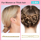 TsMADDTs Hair Pins, Blonde Bobby U Shaped Hair Pins for Women, Buns Nets with Box, 2.4IN & 2IN