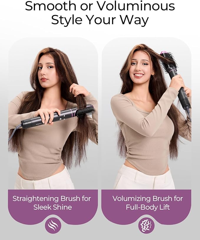 Funflow 5 in 1 Hair Styler – High-Speed 110,000 RPM Hair Dryer Brush with Auto Curling, Straightening & Volumizing Brushes for Quick, Frizz-Free Styling & No Heat Damage, Convenient Hair Styling Tools