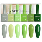 CANNI 6Pcs 9ml Emerald Green Gel Nail Polish Set- Dark Sage Forest Green Gel Polish Kit Lime Olive Forest Colors DIY at Home Salon Christmas New Year's Gifts for Girls