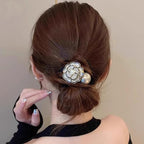 Silk Scrunchies Hair Ties 2Packs – Super Soft Thin Hair Scrunchies, Gentle on Hair, Rose Flower Crystal Decorated Hair Accessories for Women