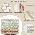Suncdelv Silk,100% Silk Scrunchies for Hair,22 Momme Hair Ties for Anti-Crease & Breakage,Natural Women Hair Accessories，Fashion Hairbands 6PCS (White, Light Green, Rubber Red)