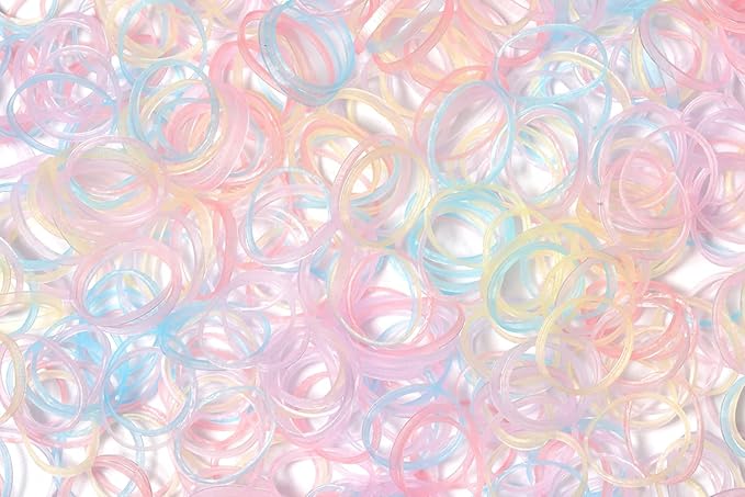 Youxuan Mini Hair Elastics for Girls Transparent Rubber Bands, 1000 PCS, Multi Color