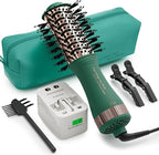 Dual Voltage Travel Hair Dryer Brush Mini Hot Air Hair Styling Tool, 110-240V European Oval Shape Jet Brush, 2 Inch Lightweight Design & Universal Plug, Easy Pack Worldwide