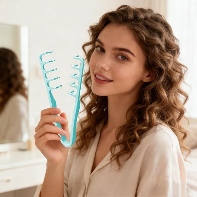 Volumizing Texture Comb, Wide-Tooth Hair Styling Comb for Men & Women, Fluffy Curly Texture Roots Volume Combs, Bangs Seam Grooming Styling Tool, Blue
