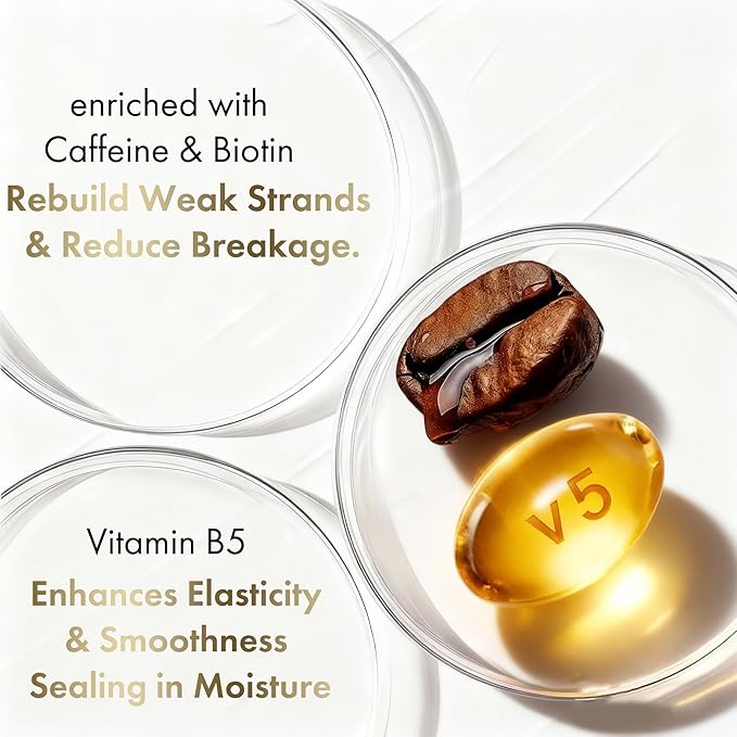 ALFHEIM Coffee+ Thickening Hair Mask for Fine, Weak & Thinning Hair with Caffeine, Biotin & Arabica Coffee Oil – Deep Repair, Strengthening & Volumizing Treatment – Sulfate-Free – 8.45 oz / 250 ml