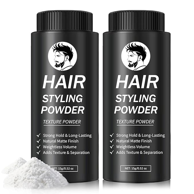 DAMUSI Hair Styling Powder for Men & Women - Volumizing and Texturizing Powder Matte Finish Natural Look Mattifying Hair Texture powder All-Day Hold(2PCS)