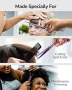 ULG Professional Hair Scissors Kit Right-Hand Razor Edge Barber Scissors Salon Hair Cutting Shears Made of Japanese Stainless Steel, Hand Sharpened 6.5 inch Rainbow