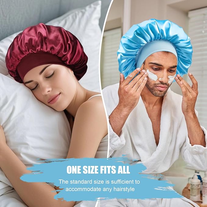 Satin Silk Bonnet for Sleeping, Soft Satin Lined Hair Bonnet for Women, Double Layer Sleep Nightcap