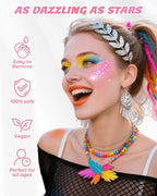 6PCS Pink Face Body Glitter Gel，Mermaid Holographic Sequins Chunky Glitter Paint for Party Singer Concerts Music Festival Rave Accessories for Girls Women Face Body Hair Sparkling Makeup