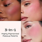 Color Nymph 3-IN-1 Face Palette, Ultra-Smoothy Creamy Blush Highlighter Bronzer Palette, Matte & Long-Lasting, Glowy Finish - Makeup Stacks for Travel | Vegan & Cruelty-Free - Sunset Kiss