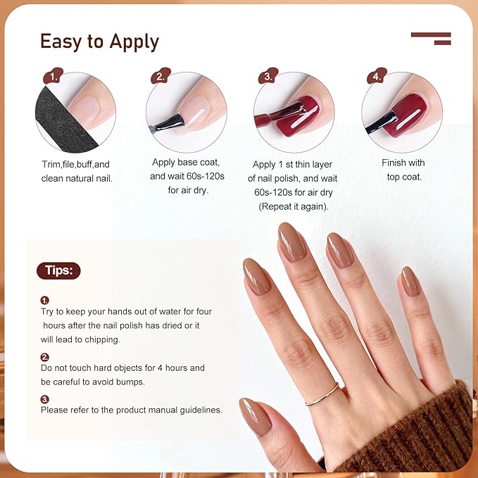 12Pcs Rose Nail Polish Set with Base and Top Coat Burgundy Dark Wine Cherry Red Hot Pink Fingernail Polish Kit Air Quick Dry Regular Finger Nail Polish Pack for Women Gift Holiday