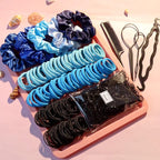 YANRONG 755PCS Hair Accessories for Woman Set Seamless Ponytail Holders Variety Hair Scrunchies Hair Bands Scrunchy Hair Ties For Thick and Curly (755PCS (Treasure Blue))
