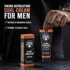 Viking Revolution Hair Curl Cream for Men - Sandalwood Curling Cream with Vitamin E & B5, Shea Butter - Styling Cream for Curly Hair to Enhance, Define and Shape Natural Curls and Wavy Hair (8fl oz)