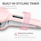 Curling Iron Hair Crimper Waver - TYMO ROVY Beach Waves Curling Wand, Ionic Deep Waver Hair Curler Tool with Ceramic 3 Barrel for Women, Dual Voltage, Anti-Scald, Easy to Use, Pink, 1.25 Inch