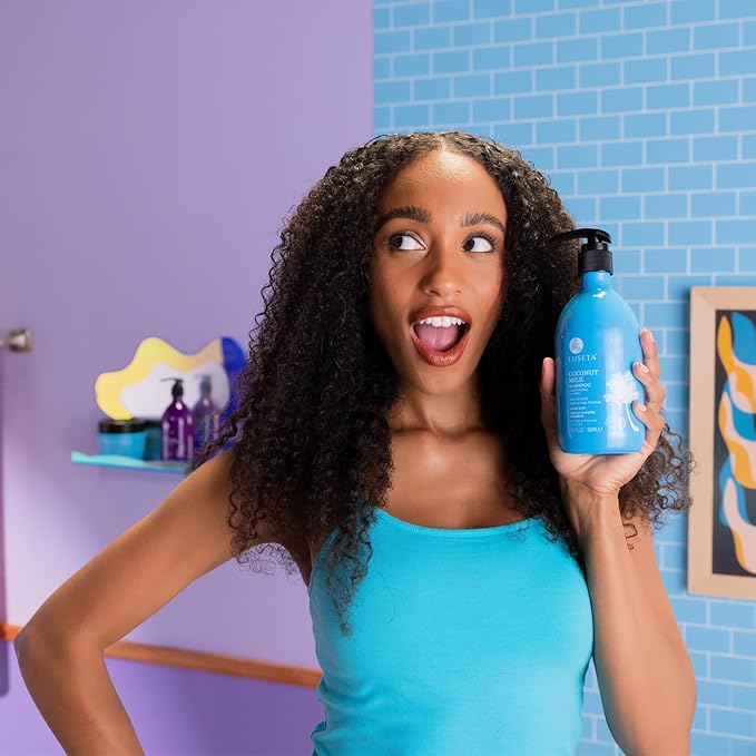 L LUSETA Coconut Milk Shampoo & Conditioner, Nourishing & Moisturizing Hair, Sulfate & Paraben Free, Keratin & Color Safe, 16.9oz Each