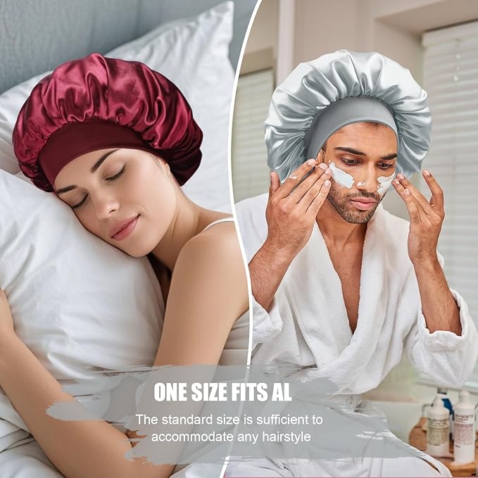 Satin Silk Bonnet for Sleeping, Soft Satin Lined Hair Bonnet for Women, Double Layer Sleep Nightcap