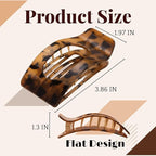 8 Pack Tortoiseshell Flat Hair Clips for Women – Large Neutral Matte No-Slip Rectangle Claw Clips for Thick & Thin Hair, Strong Hold Square Hair Accessories, Chic Neutral Leopard Pattern