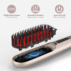 Tome Steam Hair Straightener Brush, 3-in-1 Ionic Straightening Comb with 2 Steam Levels, 3 Heat Settings (356°F–428°F), Dual Voltage 110-240V, Anti-Scald Design for Frizzy & Curly Hair Color Pink