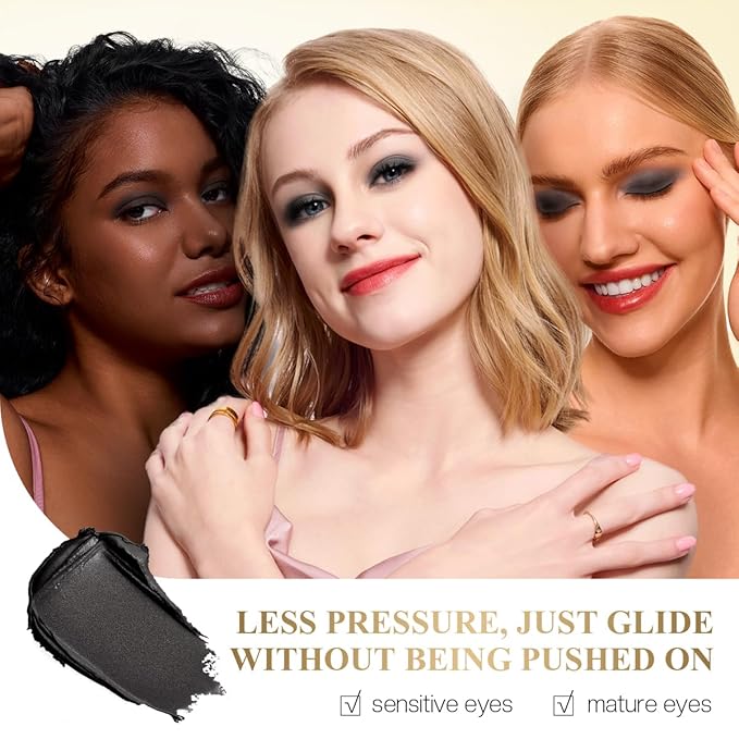 Black Eyeshadow Stick Makeup Set 1PCS, Neutral Shimmer And Matte Cream Eye Shadow Palette, Metallic Bronze Smoky Eyeliner Brightener Crayon Pencil Kit, Ideal Gift for Women -Goth-Gaze