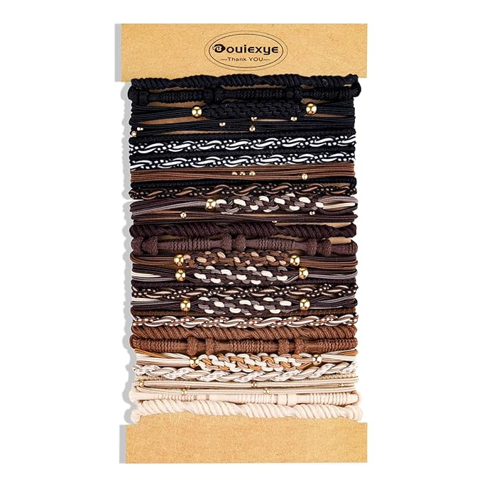 Boho Hair Accessories - 24PCS Hair Tie Bracelets for Women, No Damage for Thick, Thin, Medium, and Long Hair Ponytails