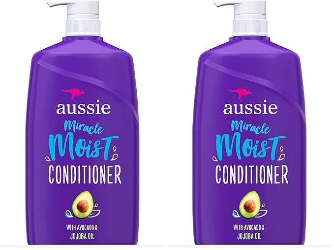 Aussie Miracle Moist with Avocado & Jojoba Oil, Paraben Free Conditioner, 26.2 fl oz (Pack of 2)
