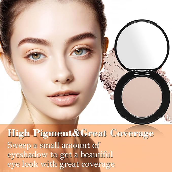 MEICOLY Beige Brown Eyeshadow with Mirror,Matte Eye Shadow Palette,Pressed Powder Single Eyeshadow for Women and Girls,Eye Makeup Eyelid Color,Long Wearing,Waterproof