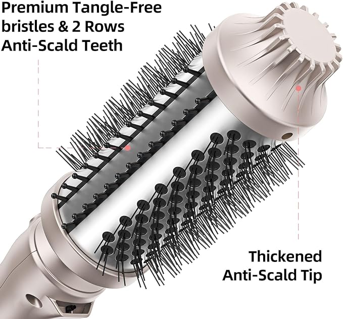 Thermal Brush, 1.7 Inch Heated Round Brush for Women, Dual Voltage Negative Ion Hot Brushes Styler for Blowout Look, Curling & Volumizing & Straightener for Dry Hair