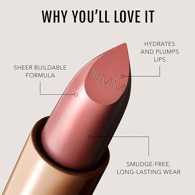 No Makeup Makeup Crème Classic Lipstick, Foolproof Sheer-to-Bold Formula Delivers Long-Lasting Hydration and Buildable Color, Lightweight Satin Finish, Made with Skin-Loving Ingredients, Pink 02