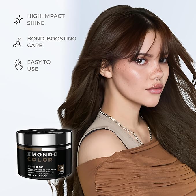 XMONDO Color 5G Golden Brown Color Depositing Mask & Glossing Treatment Infused with Bond Boosters for Nourishment, Revitalize & Repair, Vegan Formula, 8 Fl Oz