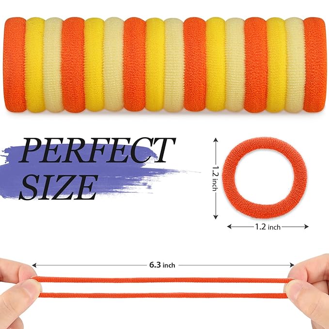 100PCS Hair Ties for Women And Kids, Seamless Thick Hair Bands, Elastic Baby Hair Ties No Damage Ponytail Holder, Cotton Toddler Hair Tie, No Crease Small Hair Tie For Toddler Girls (Orange)