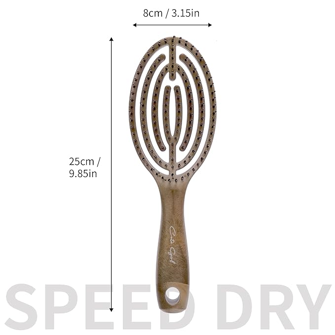 Hair Brush Professional for Women Men Paddle Detangling Brush for Wet Dry Curly Thick Straight Hair Shaping Defining Curls wood round