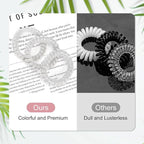 JessLab Spiral Hair Ties for Women, 10-Pack Traceless No-Damage Ponytail Holders, Coils Hair Bands for Girls, Assorted Colors