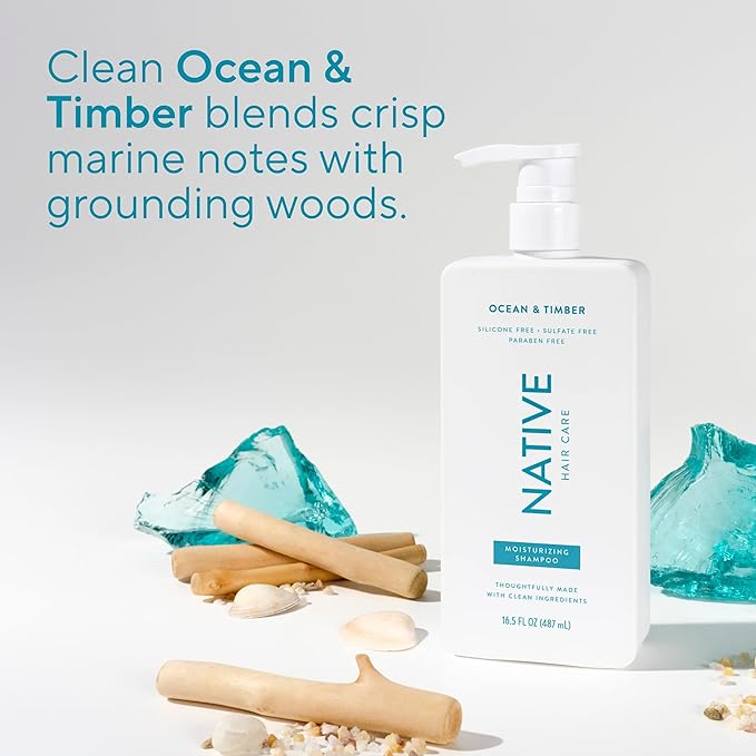 Native Ocean & Timber Shampoo and Conditioner Contain Naturally Derived Ingredients | All Hair Types, Color & Treated, Fine to Dry Damaged, Sulfate & Dye Free - 2-Pack