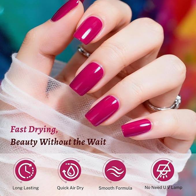 18ml Rose Red Nail Polish Large Volume Quick Dry Nail Polish, Long Lasting Shine, Fingernail Toenail Nail Art DIY Home Travel Nail Art Gift