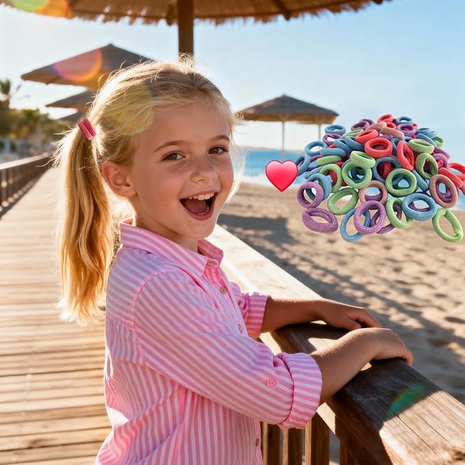 Mini Small Glittering Hair Ties All Hair Types Seamless Glitter Hair Ponies Elastics Ponytail Holders Hair Scrunchies Hair Accessories Baby Girls Kid Children 100 pcs