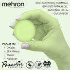 Mehron Makeup Paradise Makeup AQ Refill Size | Stage & Screen Performance, Face & Body Painting, Beauty, Cosplay, and Halloween | Water Activated Face Paint, Body Paint .25 oz (7 ml) - Pastel Green