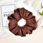 CEELGON Chocolate Big Satin Scrunchie6.5 Inches Jumbo Scrunchies Silky Hair Ties Oversized Ponytail Holderfor Thick Curly Hair Extra Large Hair Accessories for Women (Chocolate)