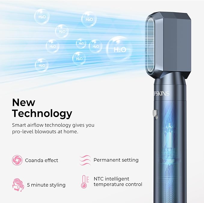 6 in 1 Hair Dryer Brush, Detachable Air Styler, 3 Heat Settings Blow Dryer Brush Frizz-Free Volumizing, Straightening, Curling ALCI Safety Plug for Travel & Home Styling (Blue-Pink)