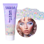 DAGEDA Rainbow Body Glitter Gel, Face Glitter for Pride Day Makeup Sequins Shimmer Eyeshadow, Chunky Glitter for Face Hair, Holographic Cosmetic Laser Powder Festival Glitter Makeup1.7oz (Candy Color)