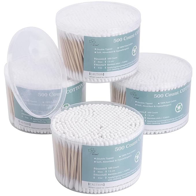 2000 Count Cotton Swabs Double Tipped Ear Cleaning Buds with Bamboo Stick 3 Inch Cotton Tip Applicators for Ears and Makeup