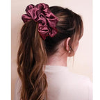 CEELGON Burgundy Big Satin Scrunchie6.5 Inches Jumbo Scrunchies Silky Hair Ties Oversized Ponytail Holderfor Thick Curly Hair Extra Large Hair Accessories for Women (Burgundy)